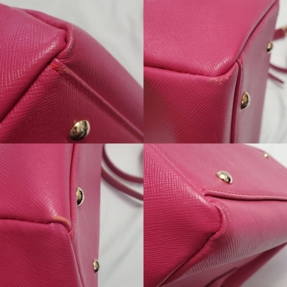 Samantha Thavasa Hot Pink Saffiano Leather Satchel Bag Padlock Crossbody Gold - Picture 15 of 15